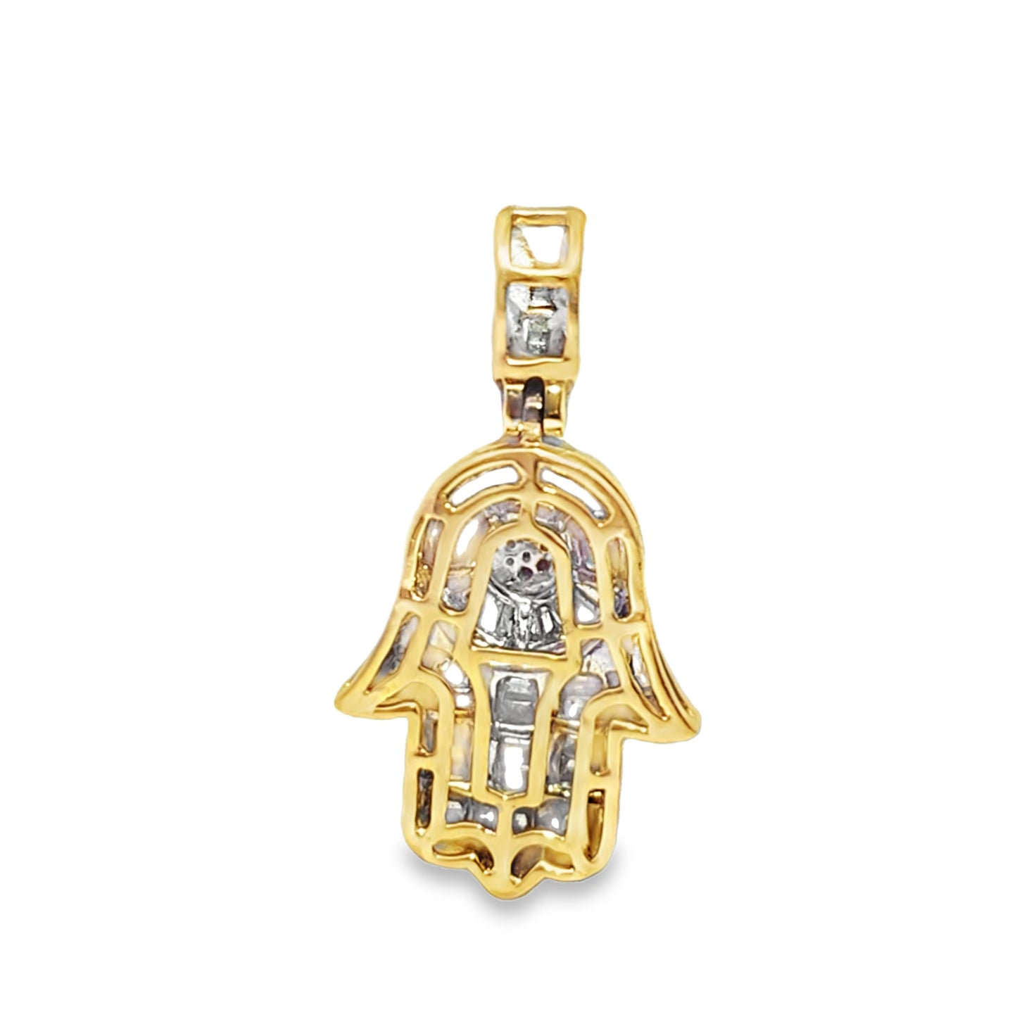 Hamsa Hand Pendant 0.75 ctw Diamond 10K Yellow Gold | Two-Tone | Jewelry Palace