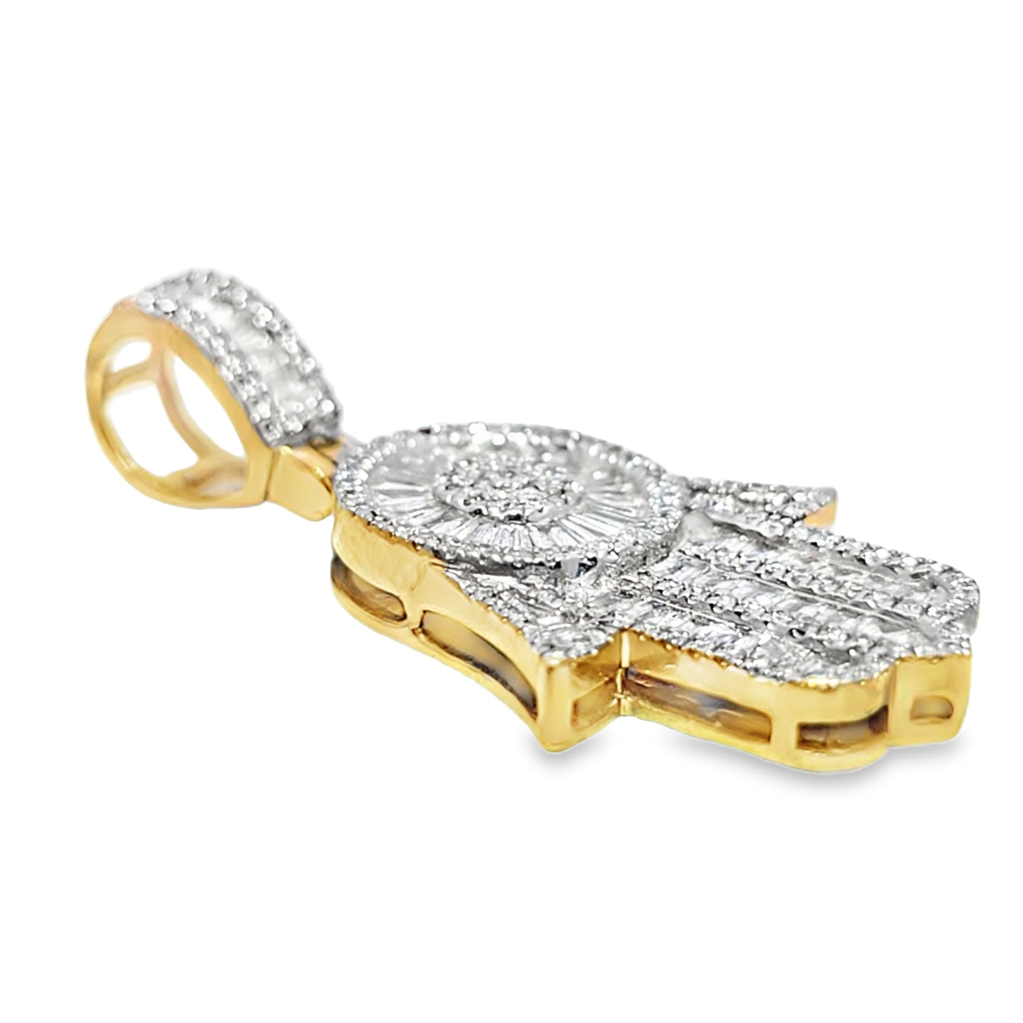 Hamsa Hand Pendant 0.75 ctw Diamond 10K Yellow Gold | Two-Tone | Jewelry Palace