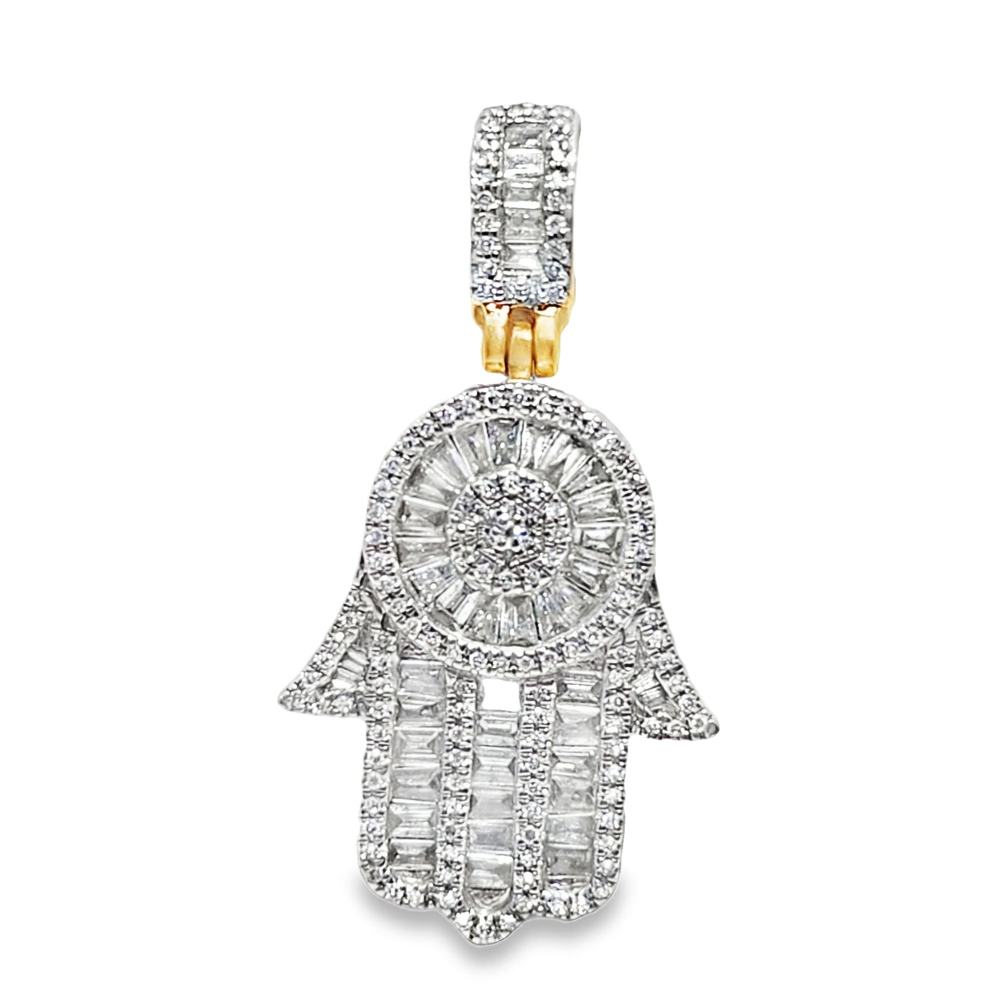 Hamsa Hand Pendant 0.75 ctw Diamond 10K Yellow Gold | Two-Tone | Jewelry Palace