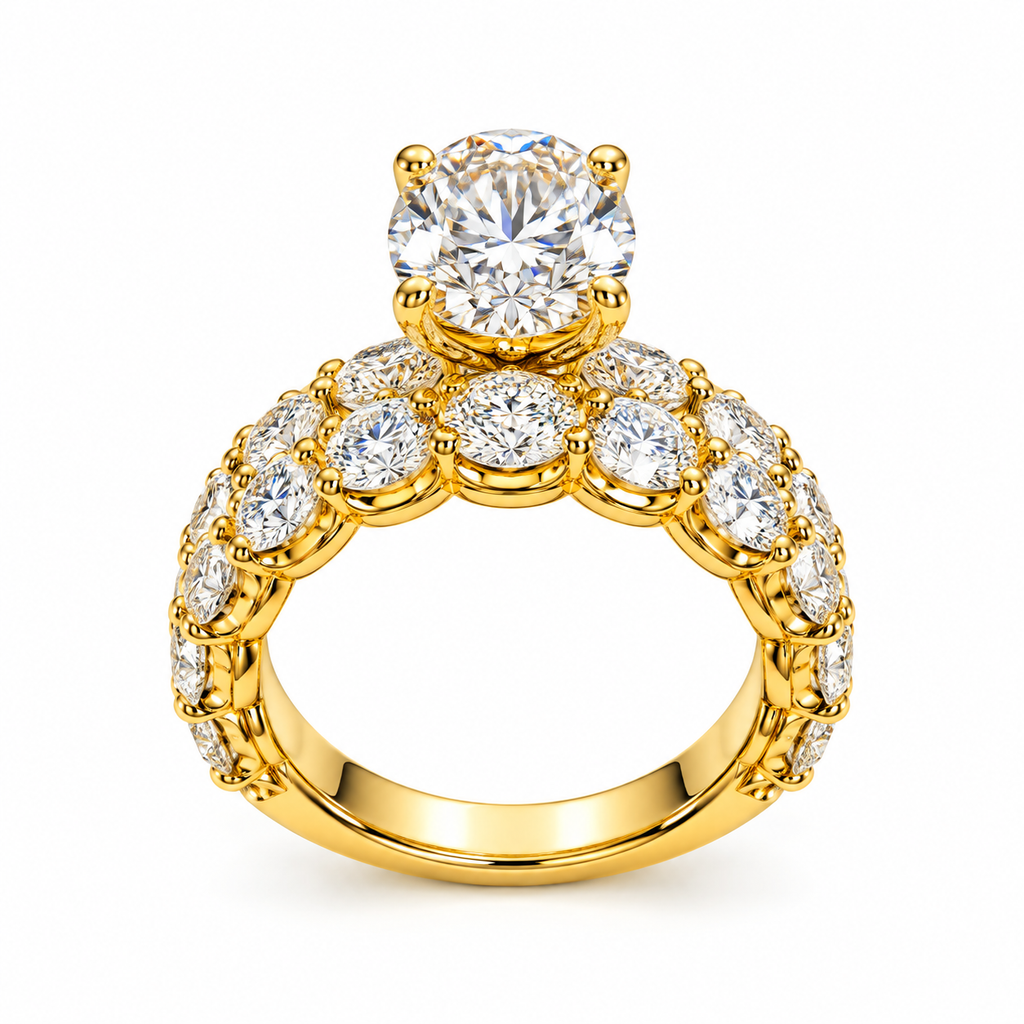 14KT Yellow Gold Oval Lab-Grown Diamond Engagement Ring – 7.20 CTW
