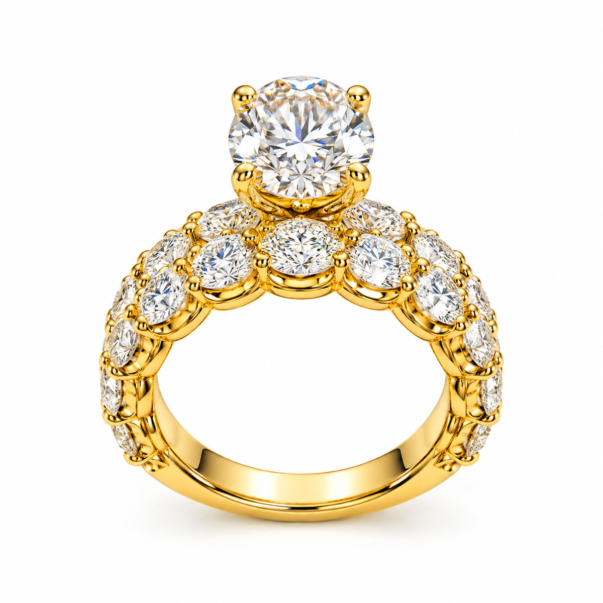 14KT Yellow Gold Oval Lab-Grown Diamond Engagement Ring – 7.20 CTW