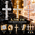 6.70 CTW Lab Grown Diamond Cross Pendant – 50 Pointer Diamond Iced Out Cross in Silver