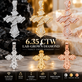6.35 CTW Lab Grown Diamond Cross Pendant – 3 Inch Iced Out Silver Cross for Men & Women
