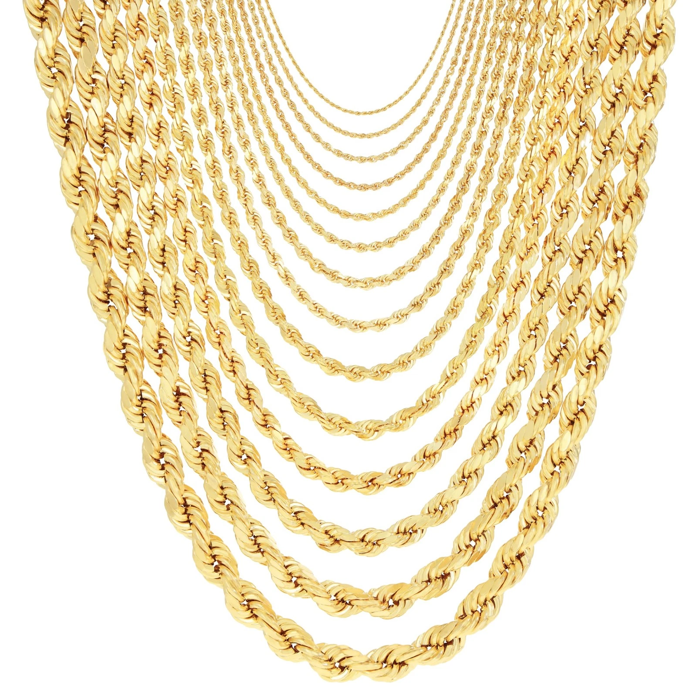 10K yellow gold diamond-cut rope chain and bracelet product view