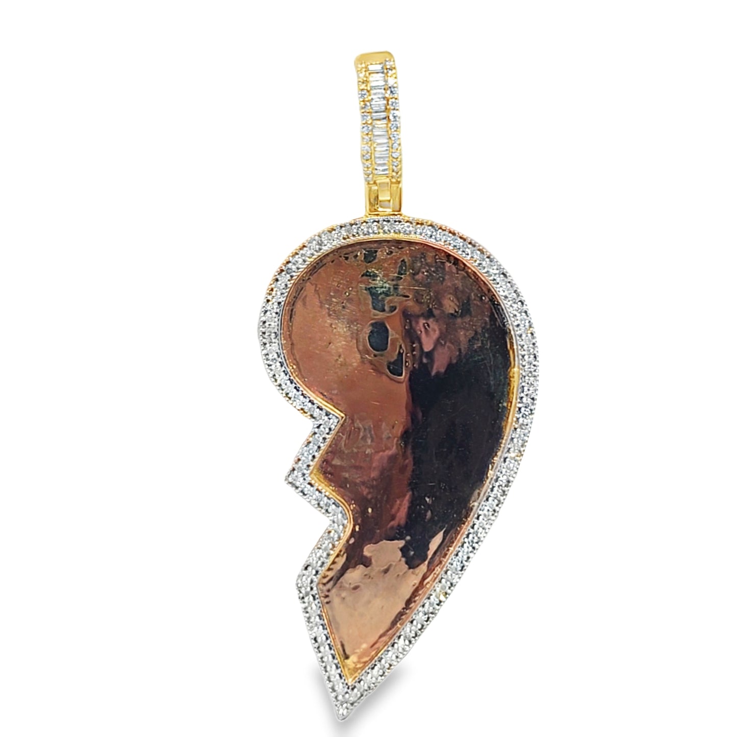 10K Yellow Gold Diamond Broken Heart Pendant 0.75 ctw