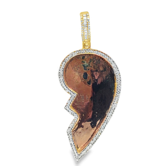 10K Yellow Gold Diamond Broken Heart Pendant 0.75 ctw