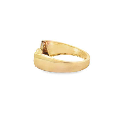 "A" Initial Cuff Ring With Heart 0.30 ctw Diamond 14K Yellow Gold