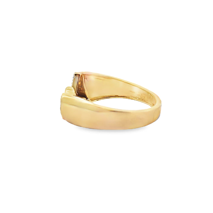 "A" Initial Cuff Ring With Heart 0.30 ctw Diamond 14K Yellow Gold