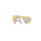 "A" Initial Cuff Ring With Heart 0.30 ctw Diamond 14K Yellow Gold