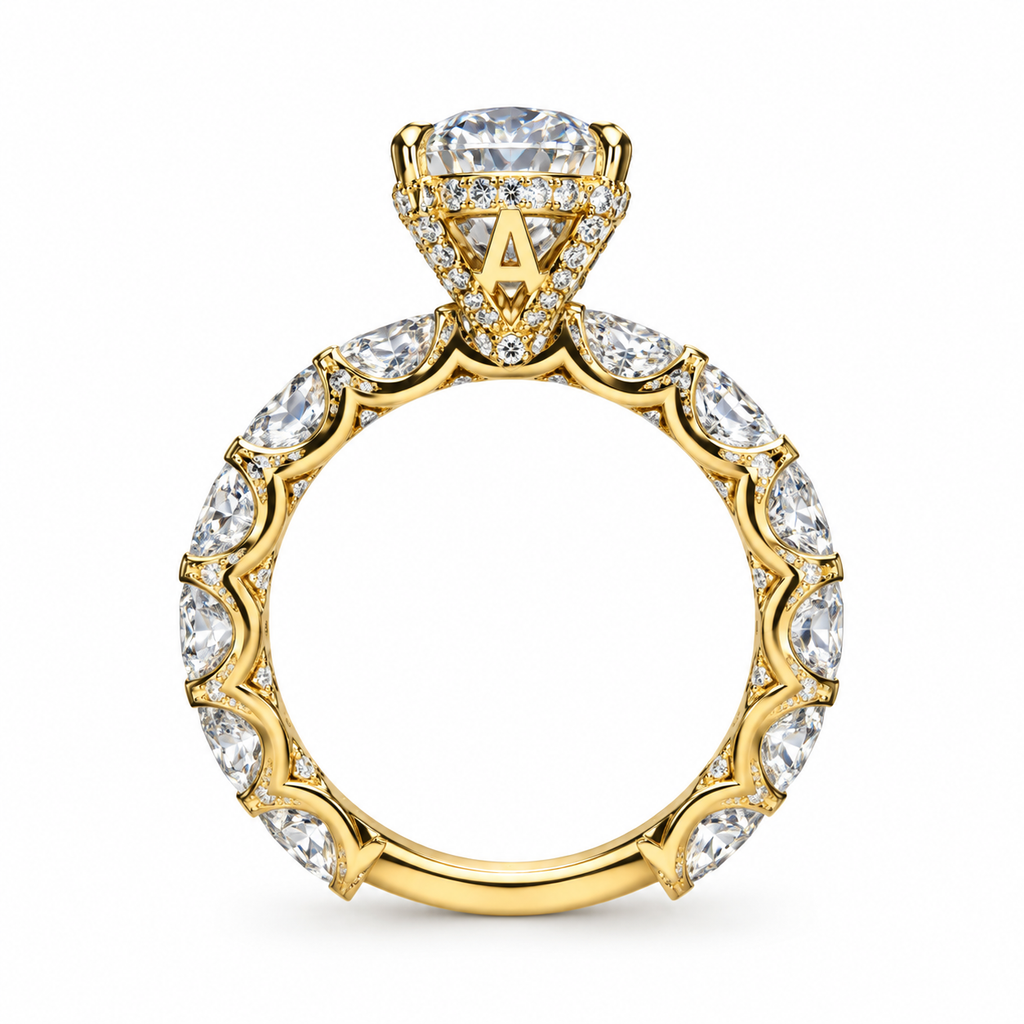 14KT Yellow Gold Oval Lab-Grown Diamond Engagement Ring – 7.20 CTW
