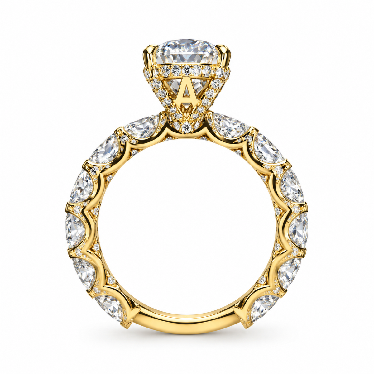 14KT Yellow Gold Oval Lab-Grown Diamond Engagement Ring – 7.20 CTW