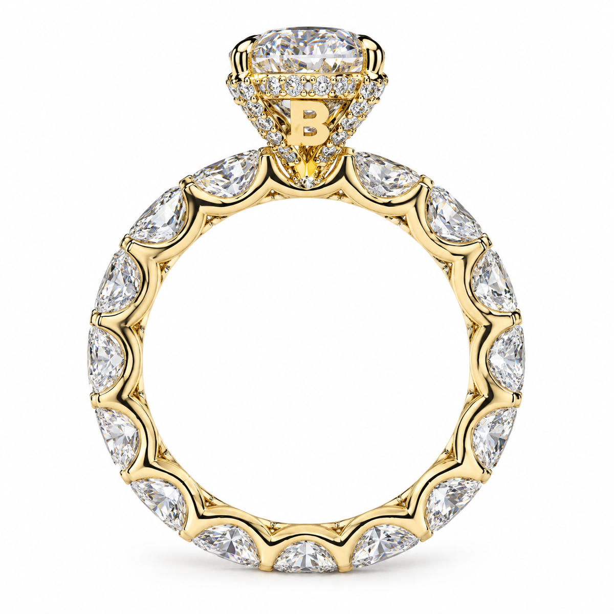 14KT Yellow Gold Oval Lab-Grown Diamond Engagement Ring – 7.20 CTW