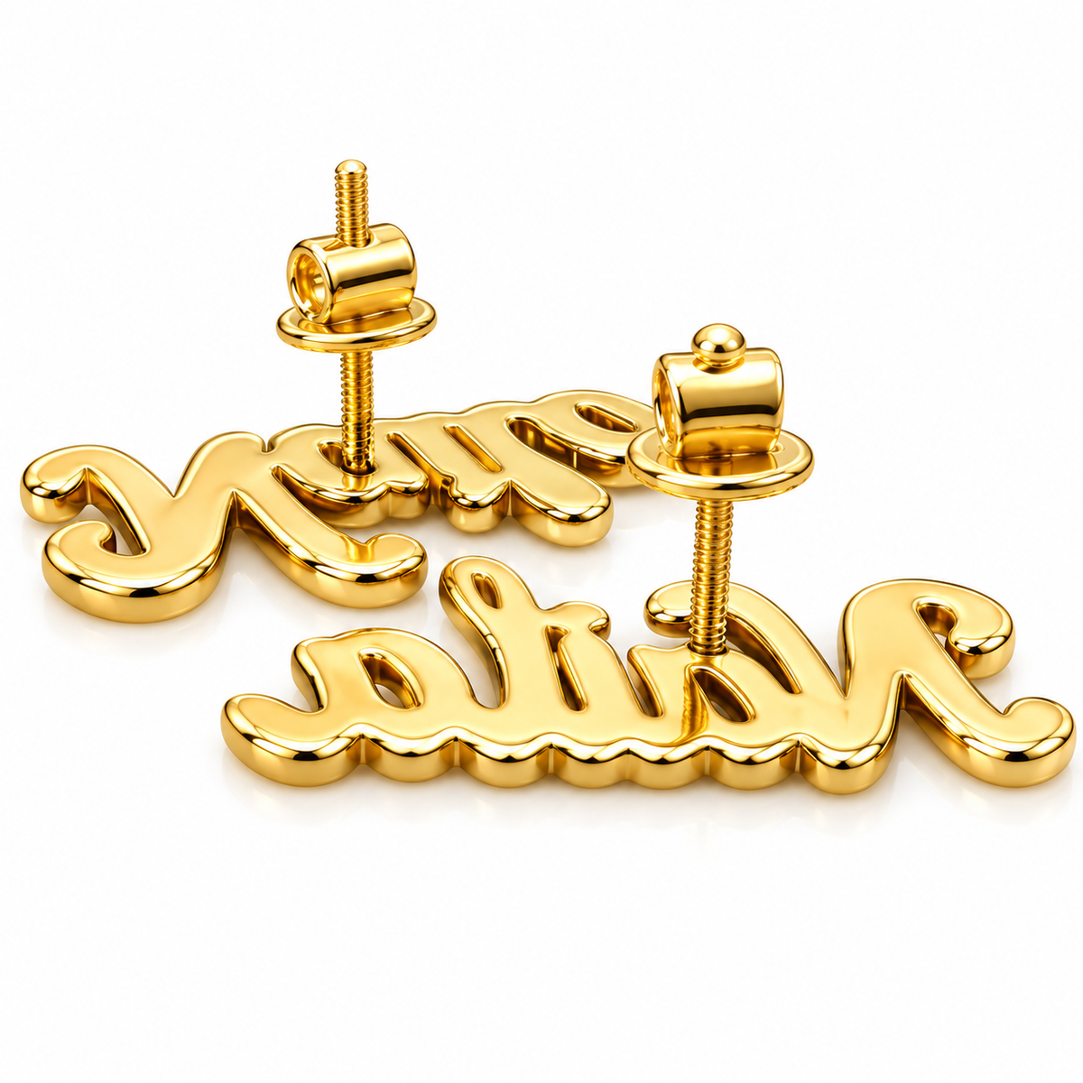 10K Solid Gold Custom Name Earrings with VVS Lab-Grown Diamonds – 1.59 CTW