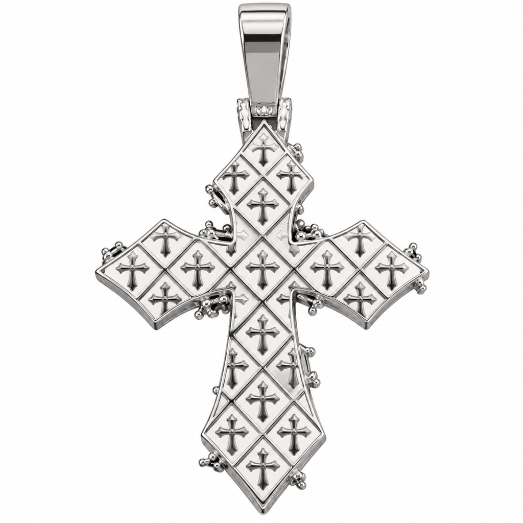 6.35 CTW Lab Grown Diamond Cross Pendant – 3 Inch Iced Out Silver Cross for Men & Women