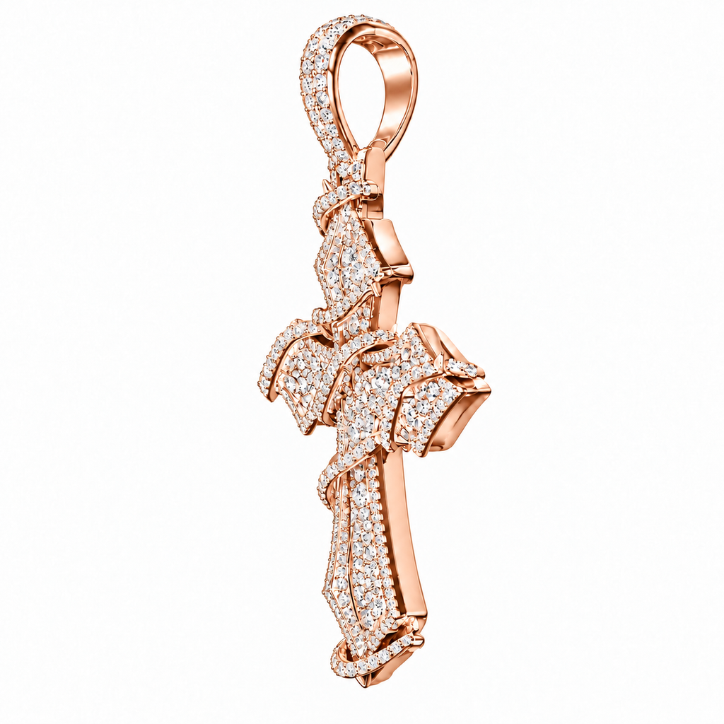 6.35 CTW Lab Grown Diamond Cross Pendant – 3 Inch Iced Out Silver Cross for Men & Women