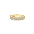 10K Yellow Gold 3 Row Band Ring 2.12 ctw Diamond