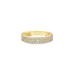 10K Yellow Gold 3 Row Band Ring 2.12 ctw Diamond