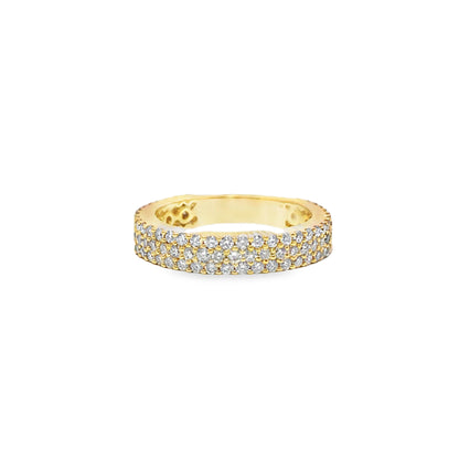 3 Row Band Ring 2.12 ctw Diamond 10K Yellow Gold