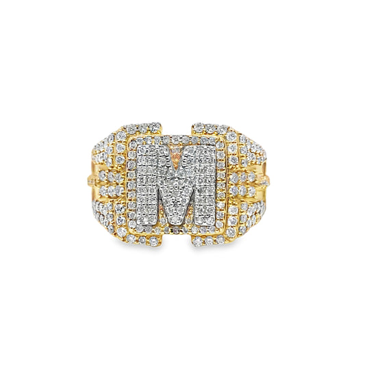"M" Initial Ring 1.45 ctw Diamond 10K Yellow Gold