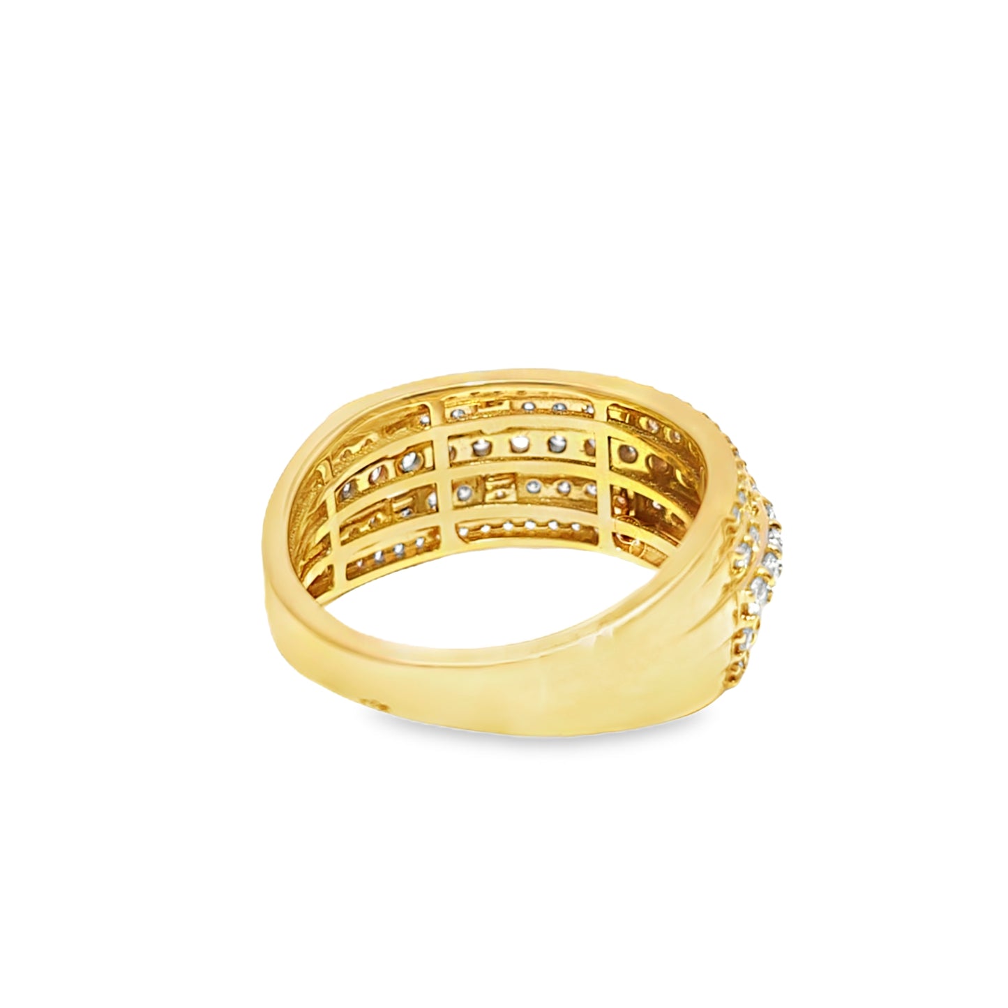 Mens 5 Row Wedding Band 1.46 ctw Diamond 14K Yellow Gold