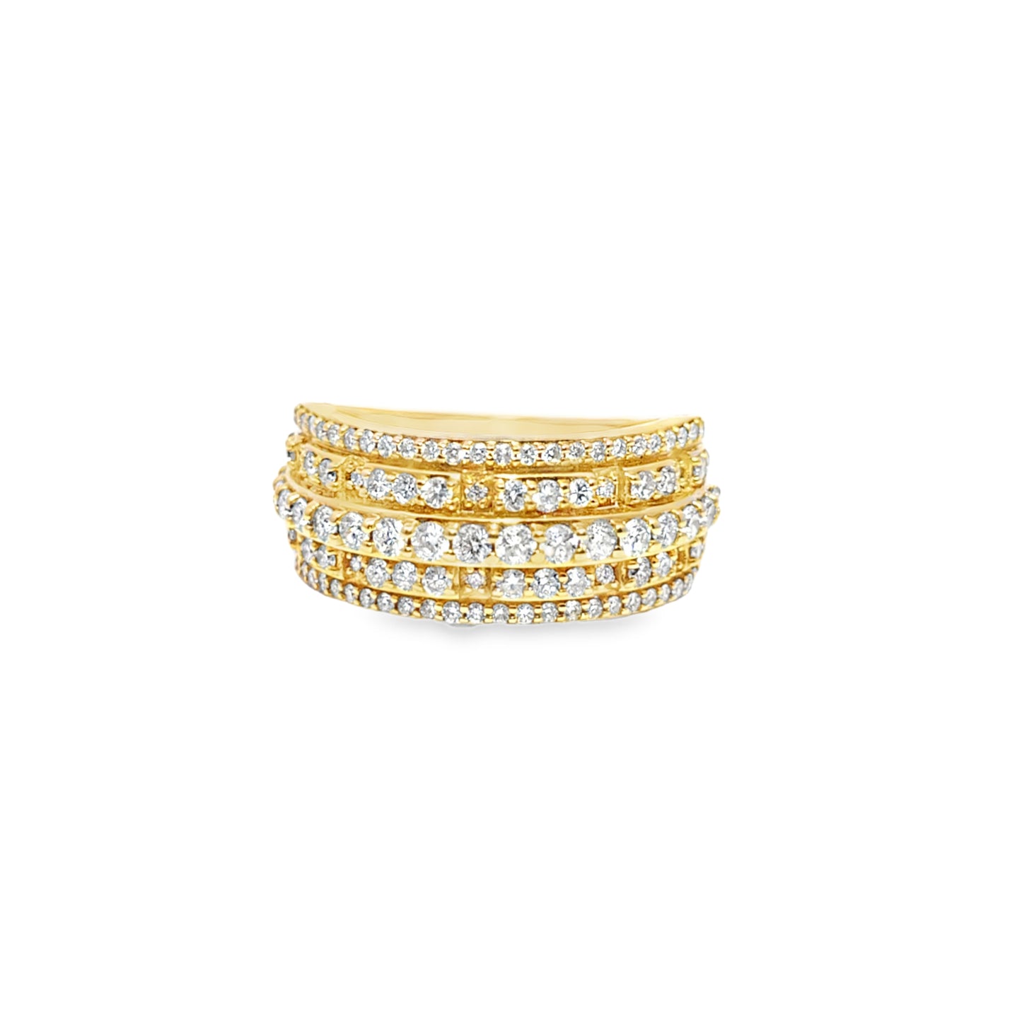 Mens 5 Row Wedding Band 1.46 ctw Diamond 14K Yellow Gold