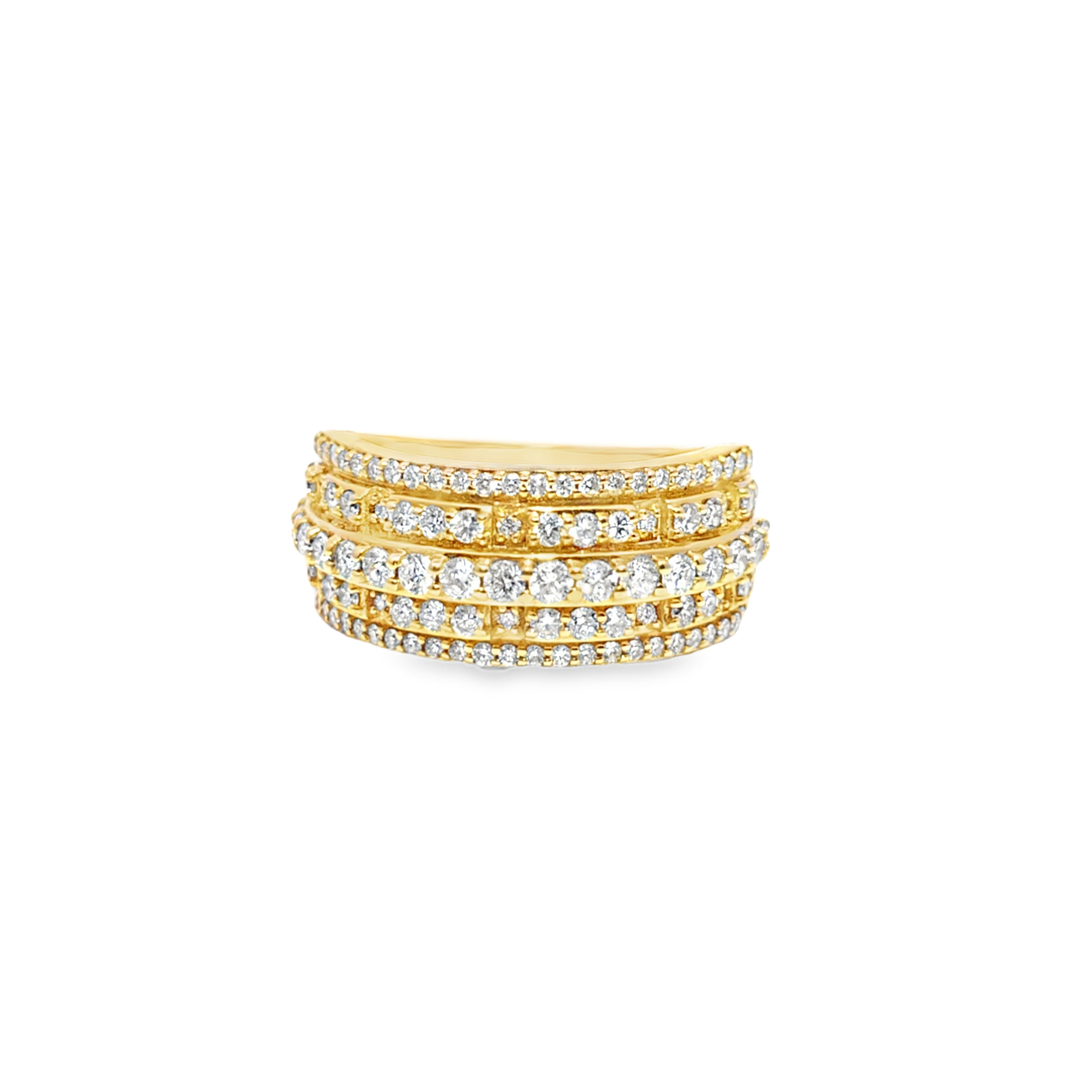 Mens 5 Row Wedding Band 1.46 ctw Diamond 14K Yellow Gold