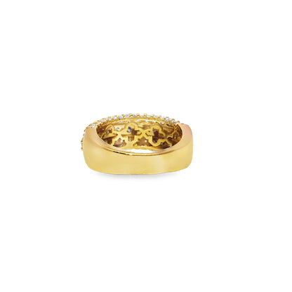 Mens Band Ring 2.11 ctw Diamond Round Cut 14K Yellow Gold