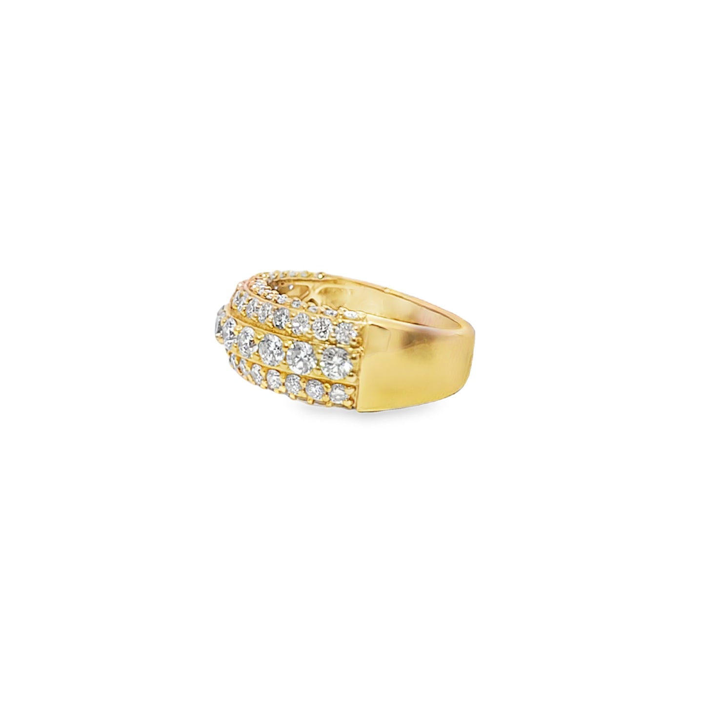Mens Band Ring 2.11 ctw Diamond Round Cut 14K Yellow Gold