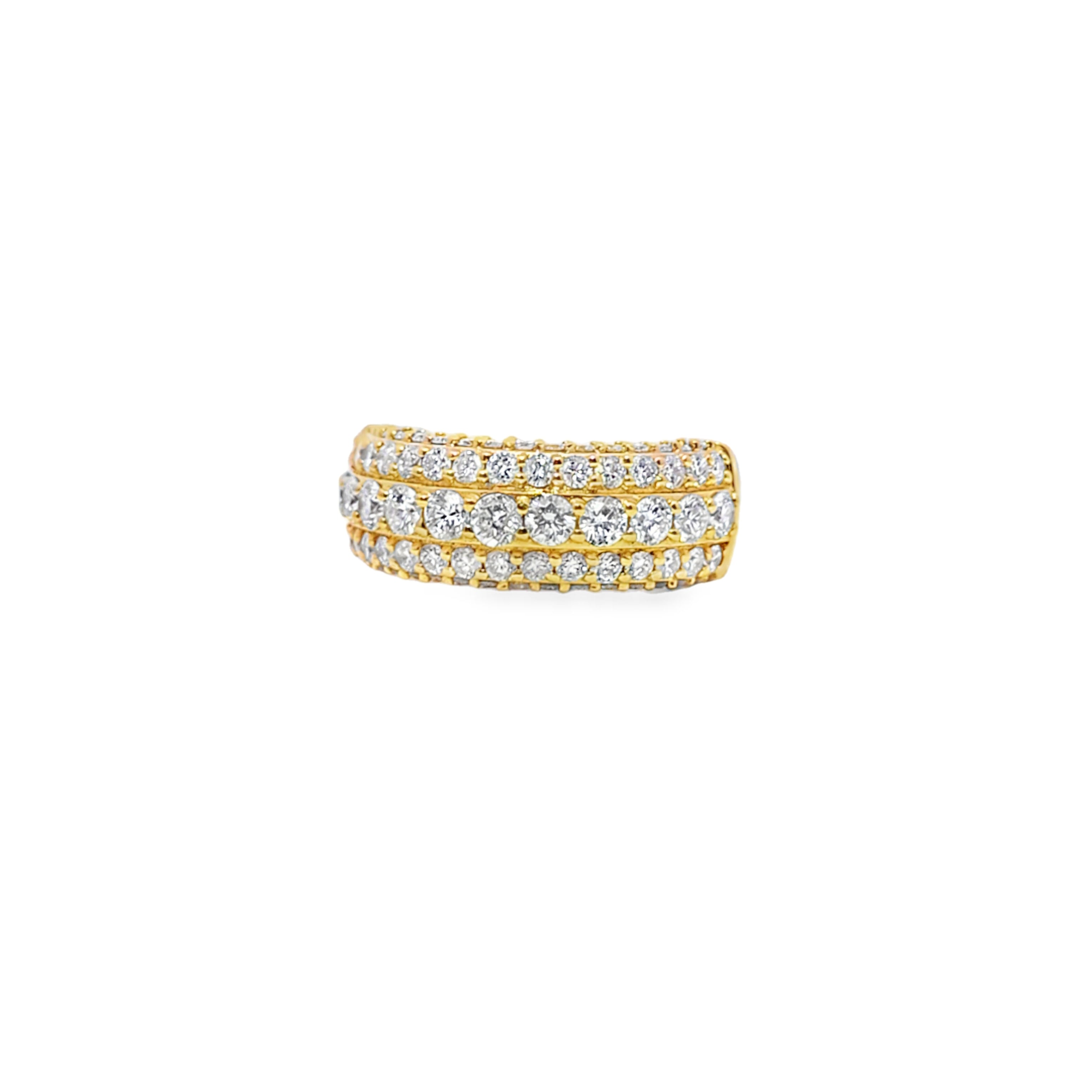Mens Band Ring 2.11 ctw Diamond Round Cut 14K Yellow Gold
