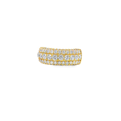 Mens Band Ring 2.11 ctw Diamond Round Cut 14K Yellow Gold