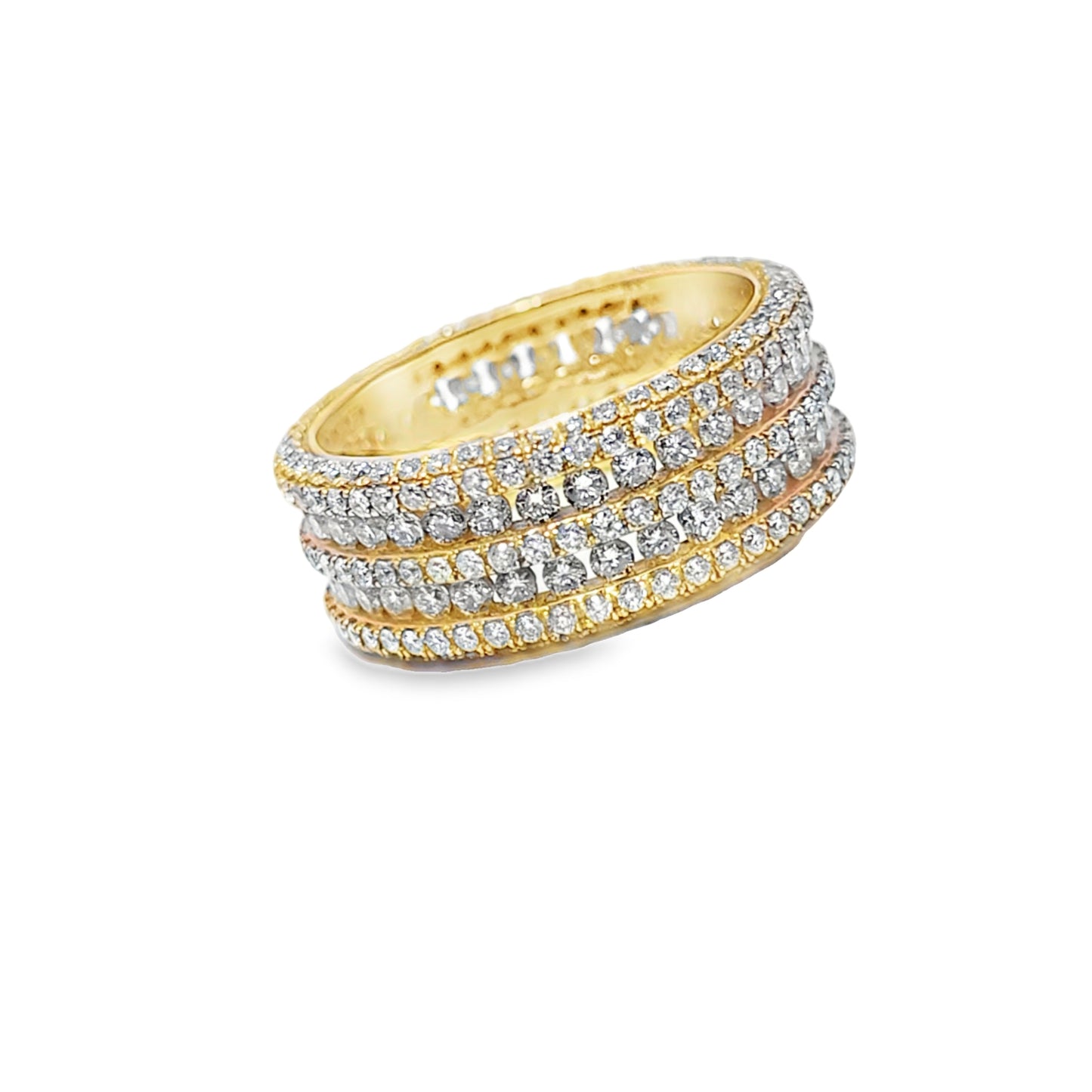 5 Row Round Stone Ring 3.78 ctw Diamond 10K Yellow Gold