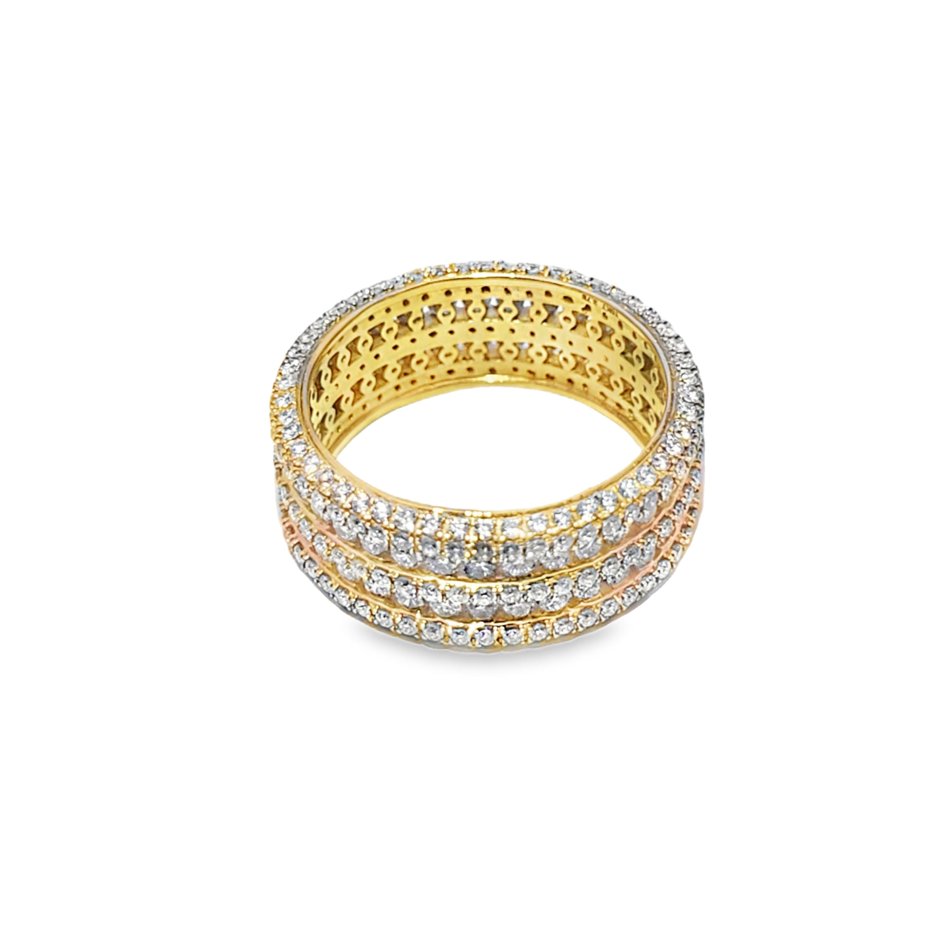 5 Row Round Stone Ring 3.78 ctw Diamond 10K Yellow Gold