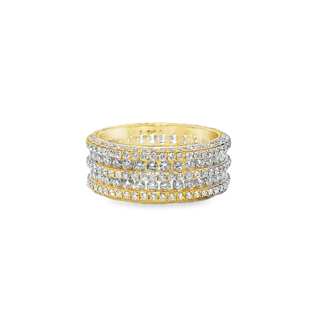 5 Row Round Stone Ring 3.78 ctw Diamond 10K Yellow Gold