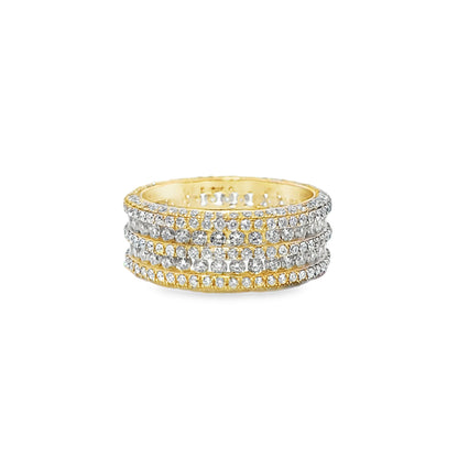 5 Row Round Stone Ring 3.78 ctw Diamond 10K Yellow Gold