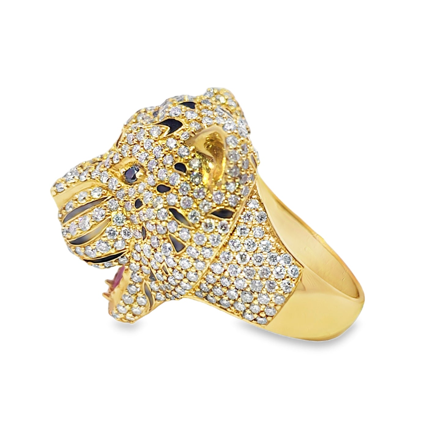 Lion Head Ring Diamond 5.01 ctw 10K Yellow Gold