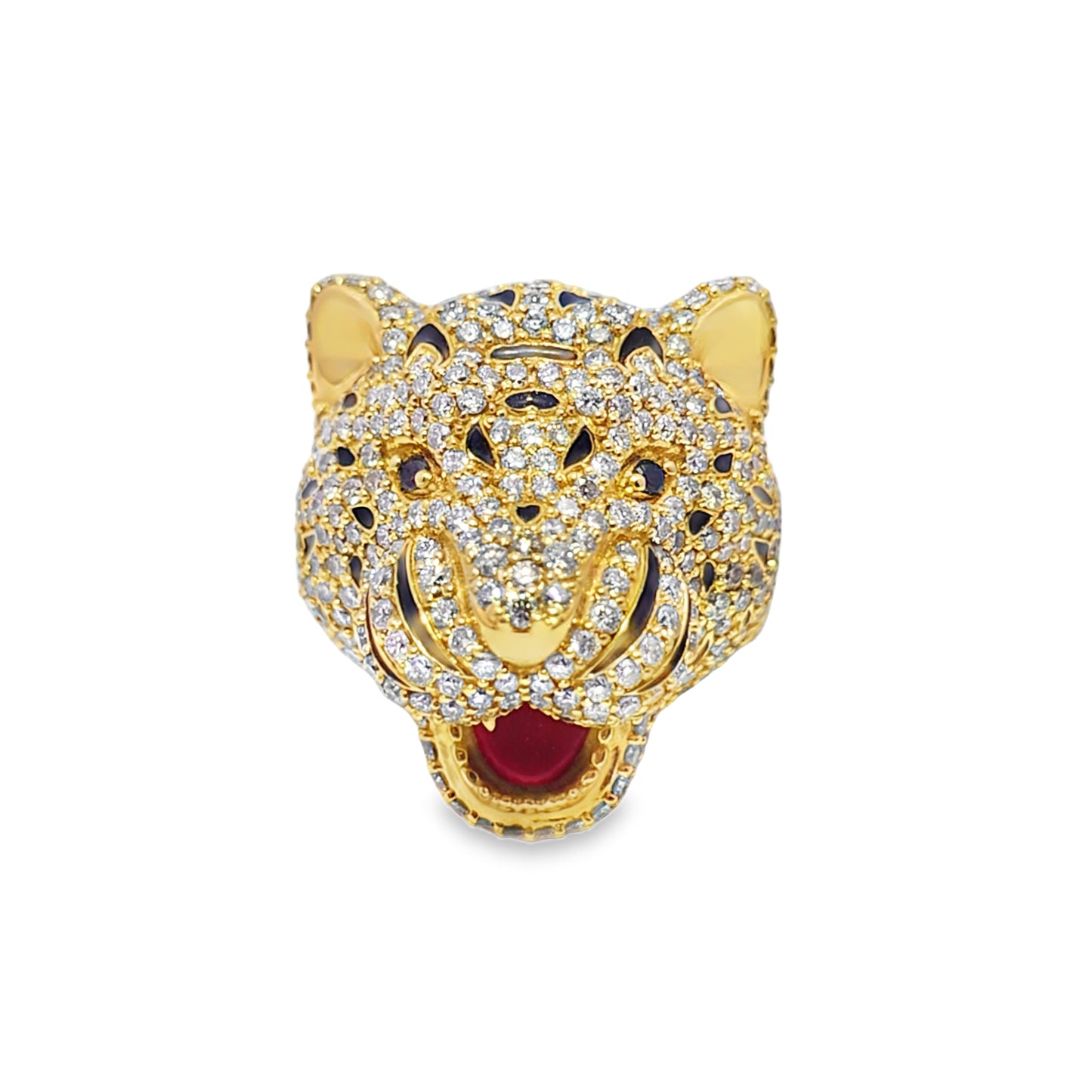 Lion Head Ring Diamond 5.01 ctw 10K Yellow Gold