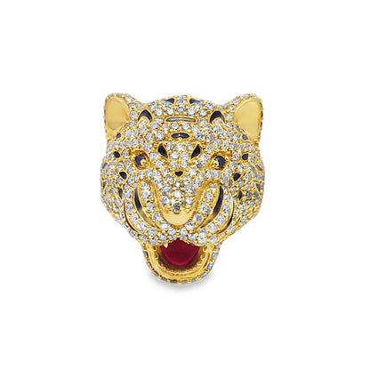 Lion Head Ring Diamond 5.01 ctw 10K Yellow Gold