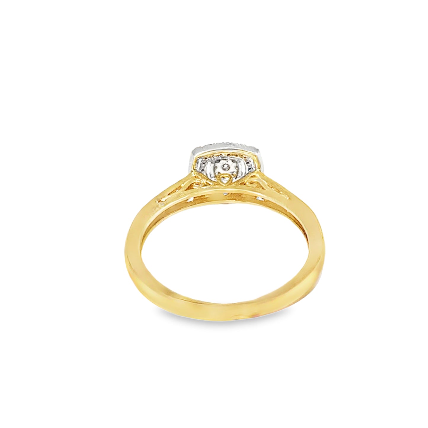 10K Yellow Gold Square Diamond Ring With Band 0.33 ctw