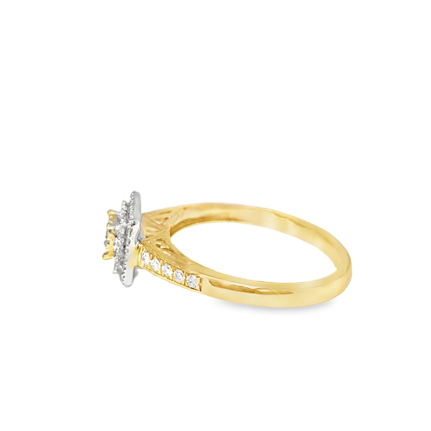 10K Yellow Gold Square Diamond Ring With Band 0.33 ctw