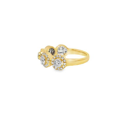 10K Yellow Gold 0.59 ctw Diamond Round Cut Ring | Elegant Halo Cluster Design | Jewelry Palace