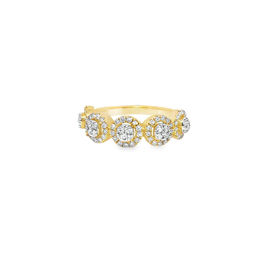 10K Yellow Gold 0.59 ctw Diamond Round Cut Ring | Elegant Halo Cluster Design | Jewelry Palace