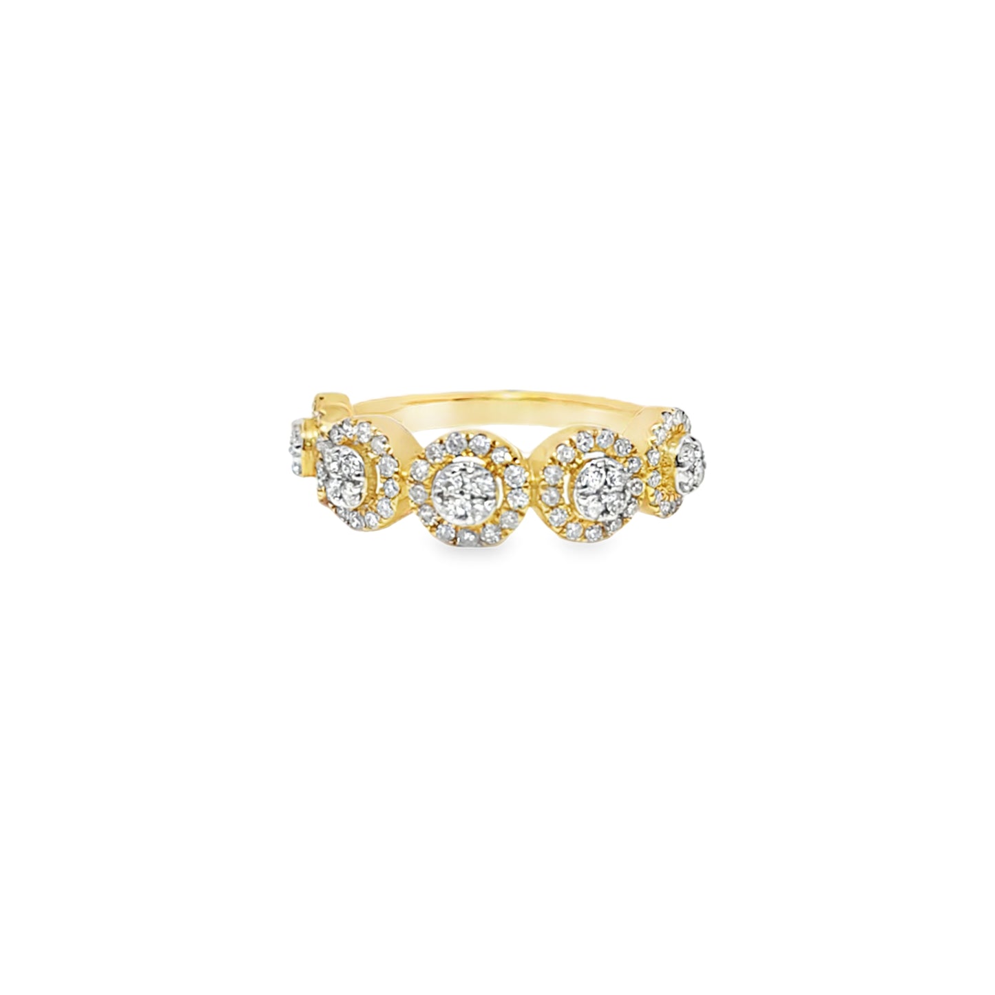10K Yellow Gold 0.59 ctw Diamond Round Cut Ring | Elegant Halo Cluster Design | Jewelry Palace