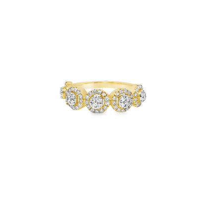 10K Yellow Gold 0.59 ctw Diamond Round Cut Ring | Elegant Halo Cluster Design | Jewelry Palace