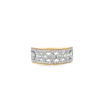 Round Baguette Band 0.50 ctw Diamond 10K Yellow Gold
