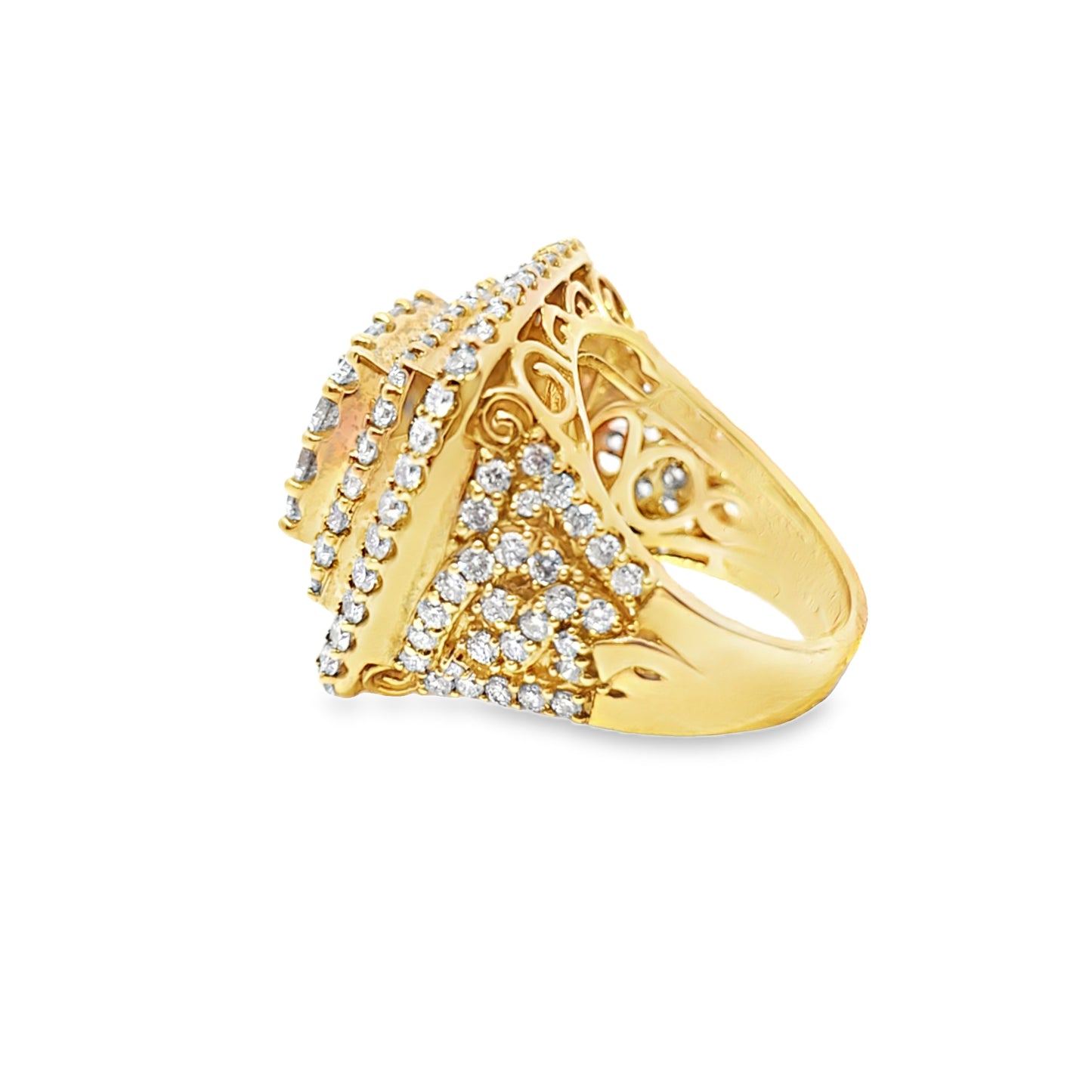 Mens Dome Pink Ring 5.10 ctw Diamond 14K Yellow Gold