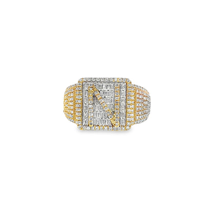 "N" Initial Ring Diamond 0.81 ctw 10K Yellow Gold