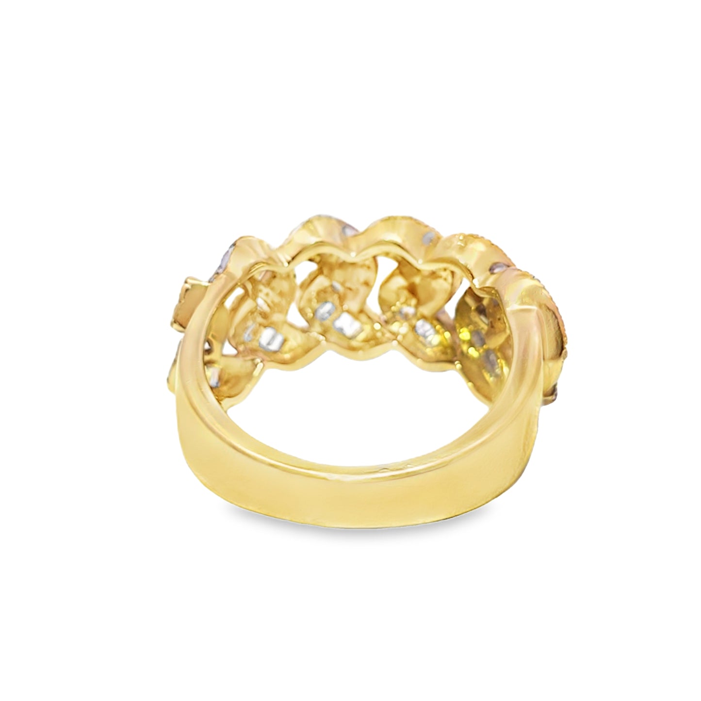 Cuban Link Ring Diamond 0.99 ctw 10K Yellow Gold
