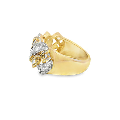 Cuban Link Ring Diamond 0.99 ctw 10K Yellow Gold