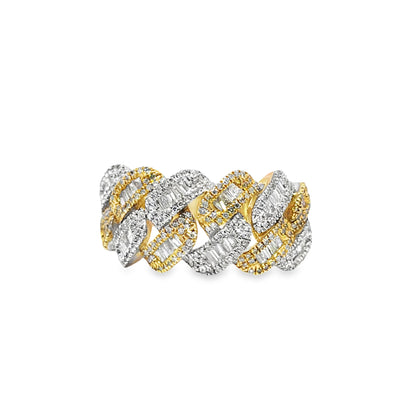 Cuban Link Ring Diamond 0.99 ctw 10K Yellow Gold