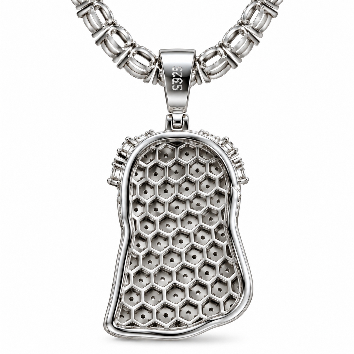 Custom Jesus Pendant with 5mm Tennis Chain – 925 Sterling Silver Moissanite
